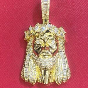 silver gold plated juses charm with cz (gold color)